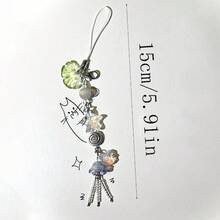 1件裝串珠水母星星手機掛繩，銀杏葉包包吊飾，手機與背包配件，畢業聖誕禮物 - 彩色 - 查看 6