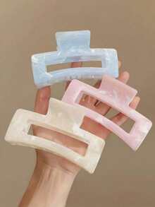 3/1pc Women's Large Blue, Pink, White Hair Clips, Lightweight Plastic Hair Claws, Suitable For Bathing, Face Washing And Matching Outfits - Multicolor - View 1