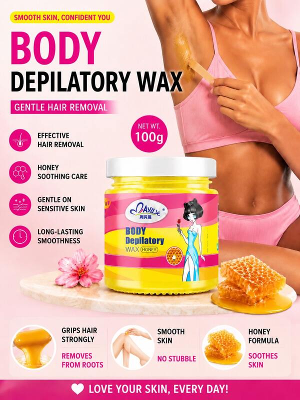 MAYLLIE 100g Lilin Penghilang Bulu Lilin Depilasi untuk Wanita Waxing Tubuh Wajah Kaki Lengan Ketiak Area Bikini Perawatan Kecantikan Mudah Digunakan Kulit Halus Kecantikan Musim Panas Untuk Tubuh & Kaki & Lengan, Ideal Untuk Pesta, Cocok Untuk Musim Panas & Gugur, Kembali ke Sekolah