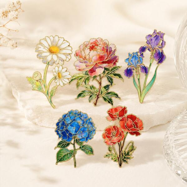 1pc Floral Brooch Rose Tulip Sunflower Multi-Style Flower Decoration For Suit Coat