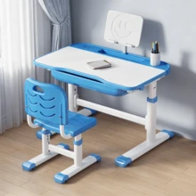1 Pc Student Desk And Chair Set, Height‑Adjustable Desk And Chair, Desktop Equipped With Reading Stand And Pen Holder Storage Position, Built‑In Drawer Storage Space, Suitable For Study Use In Home Studies And Bedrooms - A - View 3