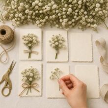 25/50/100/Pcs Mini Baby's Breath And Other Artificial Flowers - For Resin Mold Art And Handicrafts, Used For Hair Accessories, Wedding Wreaths, Table Flowers, Home Decor, Etc. - White and Green Rod - View 6