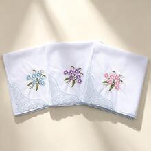 Lace Trim Handkerchief, Women's Square Decorative Handkerchief - Multicolor - View 4