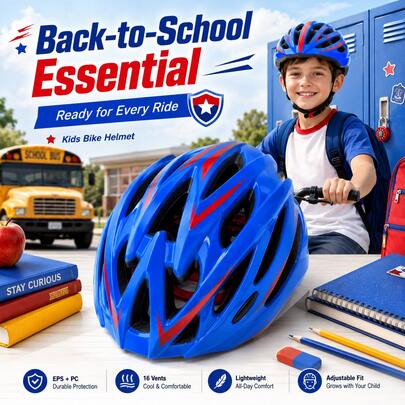 BAT DEICIDE Adjustable Kids Bike Helmet Ages 7-12, 20.9-22.8 In Fit, 25 Air Vents, Lightweight EPS+PC Cycling Helmet, 3 Colors