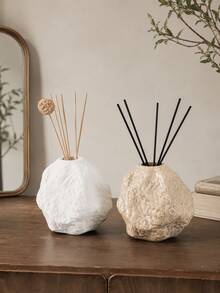 1pc/2pcs Wabi-Sabi Style Pleated Rock Texture Reed Diffuser Bottle, Dual-Use Fragrance Stick And Dried Flower Vase - Vintage Stone Aroma Diffuser Bottle - View 11