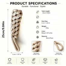 1pc Light Beige Plaid Rope Dog Chew Toy, Durable Teeth Chewing Toy, Suitable For Aggressive Chewers, Interactive Tug Toy For Small And Medium Dogs - Multicolor - View 10