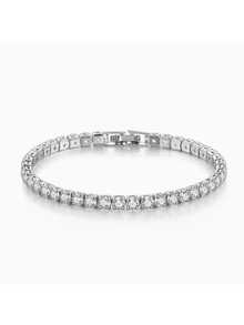 925 Sterling Silver Zirconia Inlaid Bracelet Is Perfect For Weddings, Banquets, Anniversaries, Valentine's Day Gifts - White - View 2