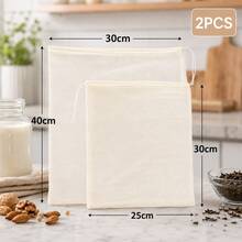 10/5pcs Reusable Drawstring Soup Bags - Multipurpose Tea, Spice And Cheese Cloth Filter Bags, Suitable For Cooking, Herbal Medicine And Bone Broth Brewing - Kitchen Essential Accessories - White - View 12