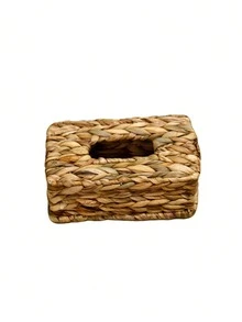 1 Pack Large Capacity Square Handwoven Natural Seagrass Tissue Box Cover With Lid, Boho Rustic Style Wicker Tissue Holder, Durable Napkin Dispenser For Bathroom, Living Room, Bedroom, Vanity, Home Decor - Multicolor - View 11