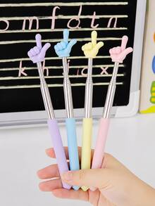 1pc/2pcs/4pcs 68cm Telescopic Finger Reading Stick (Random Color), Teaching Pointer, Multiple Colors Available, Reading Finger Telescopic Pointer, Pointing Teaching Tool Baton, Teacher's Teaching Stick, Parent/Teacher Teaching Aid Pointer, Reading Stick For Book Learning, Suitable For Birthday Gift Bags, Party Fillers, Classroom Rewards And Carnival Prizes (Random Color) - Multicolor - View 7