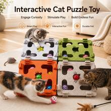 Fun Cat Box - Interactive Felt Cat Puzzle Toy, Bite And Scratch Resistant Cat Maze Box, Includes Bell Ball And Colorful Rope Balls(Color Random), Cat Scratching Board, Cat Scratching Post, Fun Design, Suitable For All Seasons, Ideal For Indoor Cat - View 3