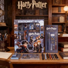 Warner Bros 6Pcs/Set,Harry Potter Stationery Gift Box Set - Pencil, Ruler, Pencil Sharpener, Eraser, Patterned Stationery Gift Box, Notepad Combo Daily Office Companion Gift, Holiday Present, Cartoon Desktop Accessories, Desktop Sets Party Small Gifts, Office Stationery Storage Set - Multicolor - View 8