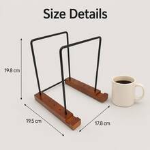 Vintage Vinyl Record Storage Rack, Wood & Steel Desktop Record Holder Stand With Adjustable Slots, Non-Slip Base LP Album Display Organizer For CD Records Collection - Brown - View 9