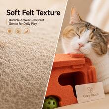 Fun Cat Box - Interactive Felt Cat Puzzle Toy, Bite And Scratch Resistant Cat Maze Box, Includes Bell Ball And Colorful Rope Balls(Color Random), Cat Scratching Board, Cat Scratching Post, Fun Design, Suitable For All Seasons, Ideal For Indoor Cat - View 5