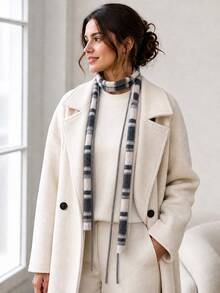 Women's Autumn/Winter Striped Double Rope Scarf, Long Narrow Neck Warmer, Casual Korean Style Accessory - Scarf - View 2