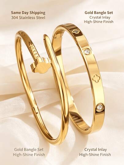 Luxury Sparkling Four-Leaf Clover Zirconia Stainless Steel Women's Bracelet, Suitable For Multiple Occasions