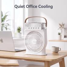 Akane USB Charging - Air Cooling Humidifying Mist - Built-In 600ML Water Tank, Colorful Night Light - 3-Speed Fan Settings - Remote Control - Automatic Rotation - Suitable For Office-Dormitory-Bedroom-Holiday Gift 12-Month Applicable Portable Air Conditioner 5-Nozzle Portable Fan Cooling Mist Fan 5-Nozzle Humidifier, 3-Speed Adjustable, Fast Cooling, Large Capacity Water Tank, 5 Nozzles, 3-In-1 Blow/Cool - Desk Fan - View 9
