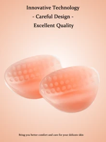 1/2pcs Three-Color Silicone Breast Pads, Home Atmosphere Style, Silicone Material, Full Oval Shape, Back With Raised Dot Texture, Can Be Inserted Into Bras To Create A Natural Look, Suitable For Home Relaxation, Friends Gathering, Light Social Occasions, Indoor Photography And More - Multicolor - View 5