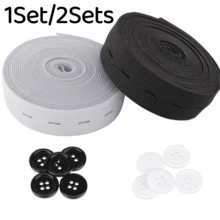 1Set/2Sets Elastic Rope, Used For Sewing, Made Of High Elasticity Knitted Tape, Designed For Tightening Waistband, Equipped With White Buttons, Perfect For Handmade Crafts - Multicolor - View 12