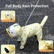 Fruit Series Waterproof Dog Raincoat Set, Includes 1 Upgraded Raincoat, Free Matching Color Waterproof Leash, Multiple Colors Available, Windproof And Fully Waterproof, Full Coverage Design, With Special Fasteners, Non-Slip Rubber Sole, Adjustable Hook And Loop, Full Paw Coverage And Reflective Strips - Multicolor - View 4