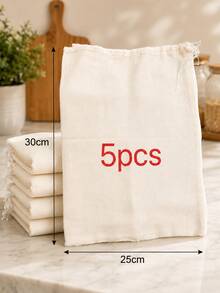 10/5pcs Reusable Drawstring Soup Bags - Multipurpose Tea, Spice And Cheese Cloth Filter Bags, Suitable For Cooking, Herbal Medicine And Bone Broth Brewing - Kitchen Essential Accessories - White - View 17