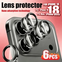 XINHONGYU 6件組防刮超清晰鋼化玻璃相機鏡頭保護貼，適用於Phone 18 Pro Max/Phone 18 Pro/Phone 17 Pro Max/17 Pro/17 Air/17、16 (6.1 吋) 與 16 Plus (6.7 吋)，9H 鋼化玻璃金屬環保護貼，高畫質透明，兼容 15 Pro Max、14 Plus、13、12、11、15 Pro、15 Plus、14 Pro，完美貼合，(黑色) - 6pcs Black - 查看 38