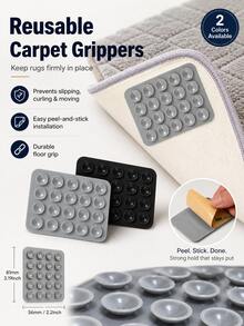 4pcs Reusable Carpet Anti-Slip Pads, Easy To Install Carpet Grippers, Prevent Slipping, Curling And Moving, Durable Floor Fixers, Suitable For Kitchen, Living Room And Bedroom - Multicolor - View 10
