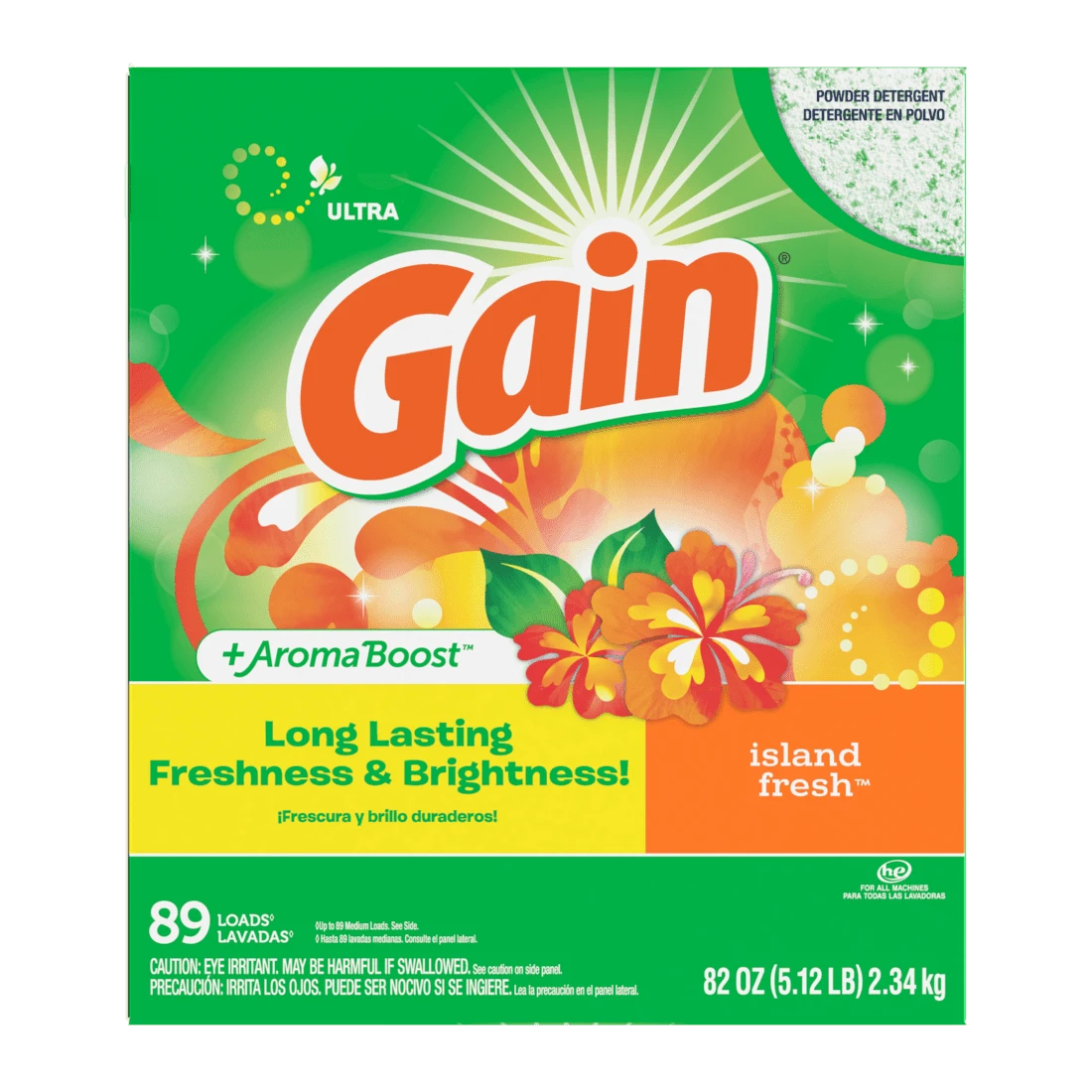 Gain Powder Laundry Detergent, Island Fresh Scent, 82 Oz, 89 Loads - 82 Oz(Pack Of 1) - View 1