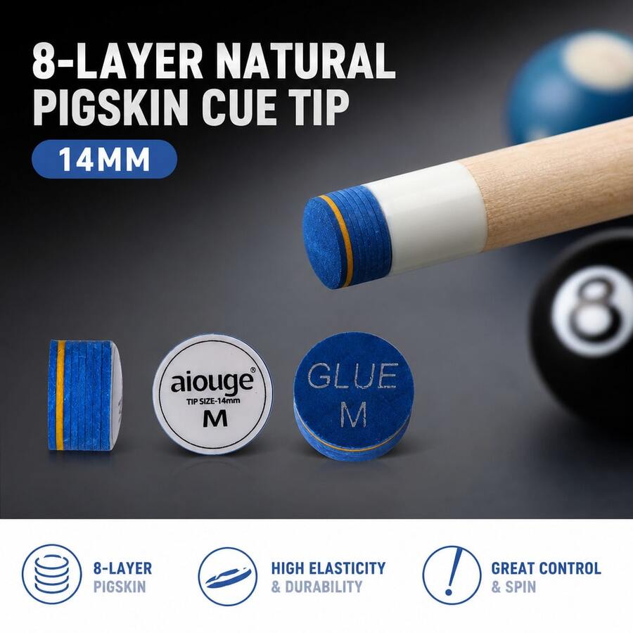 1pc Blue 8-Layer Pigskin Billiard Cue Tip
