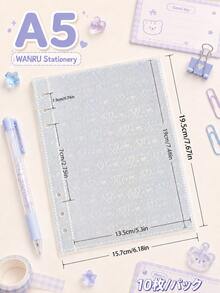 10pcs A5 Transparent Loose-Leaf Sticker Storage Pages, PP Transparent Binder Refill Pages, Suitable For DIY Sticker Albums, Planners, Notebooks, Diaries, Scrapbooks, Passport Holders, School And Office Supplies,Back To School - Transparent - View 15