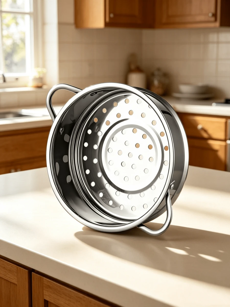 A Durable Stainless Steel Steamer Basket With A 21.5 Cm Diameter, Compatible With Most Pots And Perfect For Daily Steaming Needs. - View 1