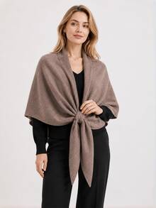 1pc New Warm Knitted Shawl Scarf, Elegant Versatile Solid Color Triangle Large Wrap, Suitable For Autumn/Winter Daily Wear For Women - Multicolor - View 7