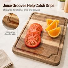 LDQ Acacia Wood Cutting Board Set Of 3 With Stand For Kitchen, Large Butcher Block Chopping Boards With Deep Juice Grooves, Hardwood Charcuterie Serving Board, Housewarming Gift, Trylife - View 5