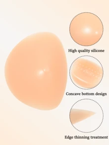 1pc/2pcs Transparent, Khaki, Pink Silicone Breast Pads, Soft Cup Design, Invisible Shoulder Strap, Suitable For Daily Wear, Work, Office, Knitwear, Tops, Party And Club Looks. Soft Teardrop Shaped Pads, Suitable For V-Neck Tops, Naturally Fit Body Shape, Universal Left/Right - Multi-color - View 8