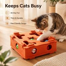 Fun Cat Box - Interactive Felt Cat Puzzle Toy, Bite And Scratch Resistant Cat Maze Box, Includes Bell Ball And Colorful Rope Balls(Color Random), Cat Scratching Board, Cat Scratching Post, Fun Design, Suitable For All Seasons, Ideal For Indoor Cat - View 6