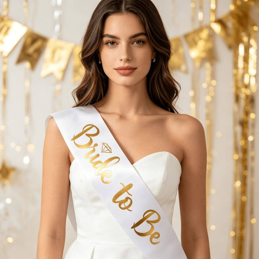 1pc Bachelorette Party Bride Bridesmaid Sash Bride To Be For Party Gathering - Gold - View 1