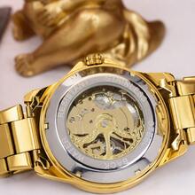 1pc Men's Yellow Angular Case Green Starry Sky Dial Moon Phase & Star Multi-Window Display Luxury Automatic Tourbillon Mechanical Wristwatch - Mouldless - View 9