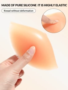 1pc/2pcs Transparent, Khaki, Pink Silicone Breast Pads, Soft Cup Design, Invisible Shoulder Strap, Suitable For Daily Wear, Work, Office, Knitwear, Tops, Party And Club Looks. Soft Teardrop Shaped Pads, Suitable For V-Neck Tops, Naturally Fit Body Shape, Universal Left/Right - Multi-color - View 10