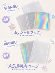 10pcs A5 Transparent Loose-Leaf Sticker Storage Pages, PP Transparent Binder Refill Pages, Suitable For DIY Sticker Albums, Planners, Notebooks, Diaries, Scrapbooks, Passport Holders, School And Office Supplies,Back To School - Transparent - View 8