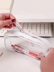 This Simple Transparent Pencil Case Set Features A Transparent Zipper And A Waterproof PVC Cosmetic Storage Bag, Perfect For Summer, Back-To-School, Teacher's Day, Graduation Ceremonies, Birthdays, And Other Occasions. - Multicolor - View 11