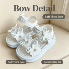 Girls' Bow Decor Fashion Sunny Sandals - White - View 4