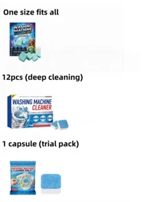 1 Box/12 Pieces Washing Machine Cleaning Tablets - Deep Clean Drum And Wash Cycle, Suitable For Front-Load, Top-Load And High-Efficiency Washing Machines - Helps Remove Residue, Pet Hair And Hard Water Scale - Multi-form - View 12