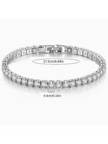 925 Sterling Silver Zirconia Inlaid Bracelet Is Perfect For Weddings, Banquets, Anniversaries, Valentine's Day Gifts - White - View 6