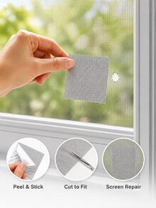 1pc Window Screen Repair Patch, Self-Adhesive Waterproof Mesh Repair Tape, 5cm X 2m Cuttable Fine Mesh Tape, Used For Repairing Holes And Tears, Mosquito Net Insect Screen Repair, Strong Adhesion, Easy To Apply Window Screen Door Repair Tool, Grey/White/Black, Home DIY Use - Upgraded Version - View 3