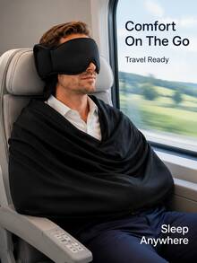 3-In-1 Travel Pillow With Eye Mask, Portable Neck Support Sleep Headband, Vacation And Travel Essential, Comfortable Sleep Support For Airplane, Car, Train Travel - Multicolor - View 7