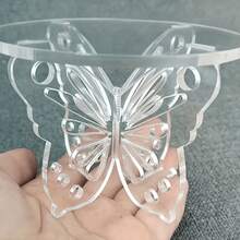 1pc Transparent Acrylic Butterfly Dessert Stand, Suitable For Wedding Dessert Table, Living Room Coffee Table Cake Stand, Multiple Sizes Available, Easy To Assemble, Perfect For Birthday Party, Friends Gathering, Its Lightweight And Luxurious Texture Enhances The Elegant Atmosphere Of Dining Table And Balcony Tea Break Area - Clear - View 6