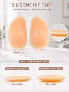 1 Pair Silicone Butt Lift Pads, Detachable Glue-Free Liner, Soft Skin-Friendly, Natural-Looking Butt Enhancement, Invisible And Seamless, Suitable For Jeans, Casual Pants, Shorts, Built-In Shaping Pads For Underwear, Easily Create Full Butt Shape - Khaki - View 6