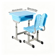 1 Pc Student Desk And Chair Set, Height‑Adjustable Desk And Chair, Desktop Equipped With Reading Stand And Pen Holder Storage Position, Built‑In Drawer Storage Space, Suitable For Study Use In Home Studies And Bedrooms - A - View 11