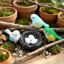 5pcs Resin Bird Figurines, Moss Micro Landscape Succulent Planter Gardening Accessories, Desktop Flower Pot Landscape Crafts, Home Balcony Bottle Decoration Accessories - A - View 2