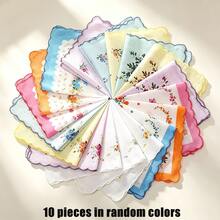 12pcs Women's Handkerchiefs, Vintage Style, 11-Inch Floral Pattern, Wavy Edge Design, Embroidered Craftsmanship, Suitable For Tea Parties, Weddings And Other Occasions. - Multicolor - View 9